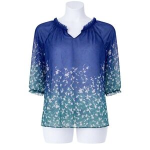 Coldwater Creek Sheer Blouse Romantic Career Core Layering Top XL